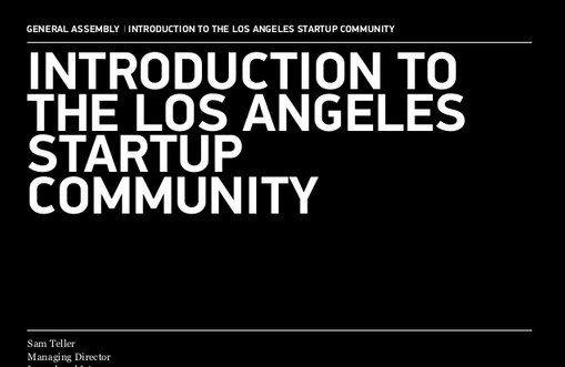 Introduction to the Los Angeles Startup Community
